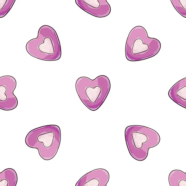 Pink Hearts Candy Seamless Pattern Cute Pattern Valentine Day Print — Stok Vektör