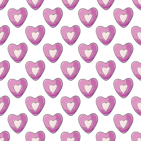 Roze Harten Snoep Naadloos Patroon Leuk Patroon Voor Valentijnsdag Print — Stockvector