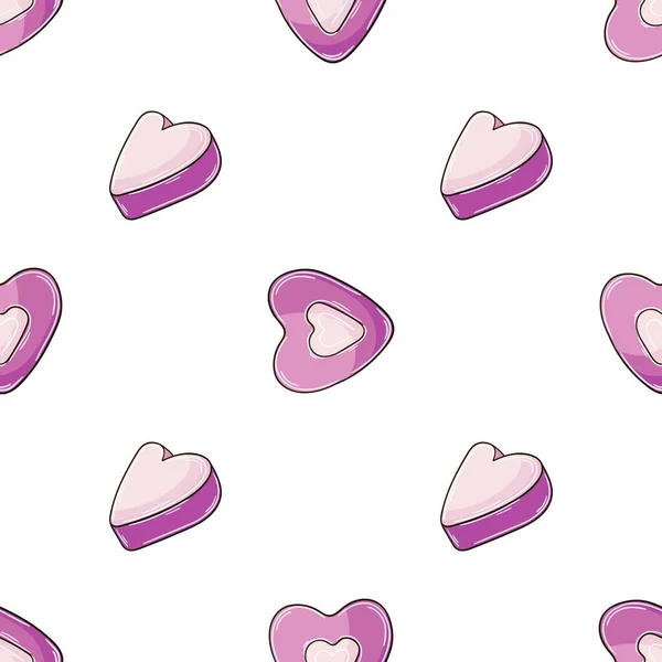 Roze Harten Snoep Naadloos Patroon Leuk Patroon Voor Valentijnsdag Bedrukking — Stockvector