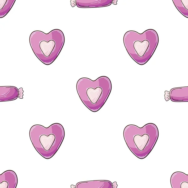 Pink Hearts Candy Seamless Pattern Cute Pattern Valentine Day Print — Stockový vektor