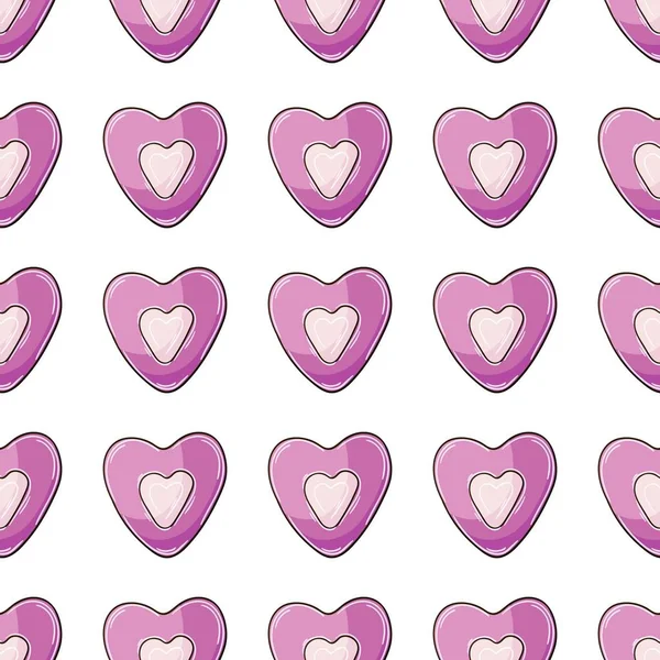 Roze Hart Snoep Naadloos Patroon Leuk Patroon Voor Valentijnsdag Bedrukking — Stockvector