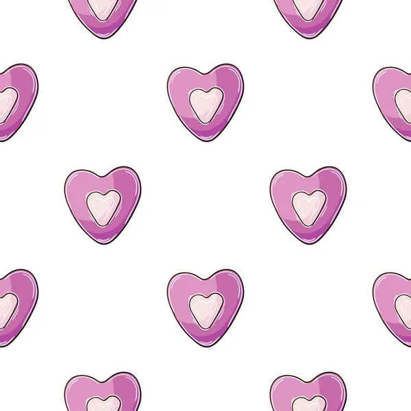 Nahtloses Rosafarbenes Herzbonbon Muster Niedliches Muster Zum Valentinstag Druck Für — Stockvektor