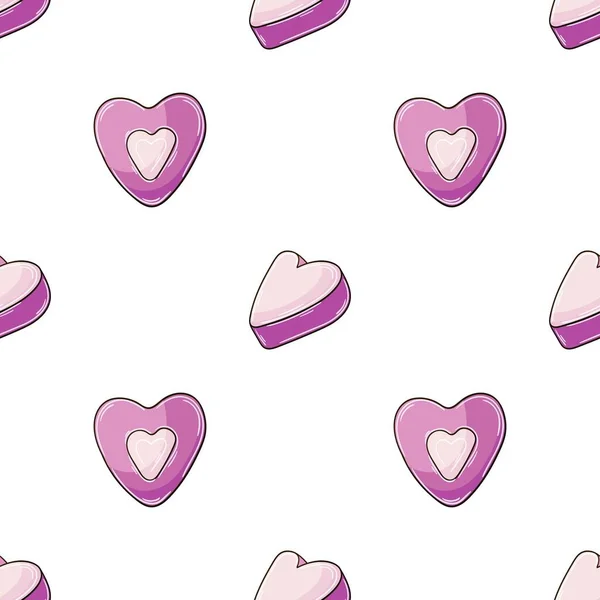 Pink Heart Candy Seamless Pattern Cute Pattern Valentine Day Print — Stok Vektör