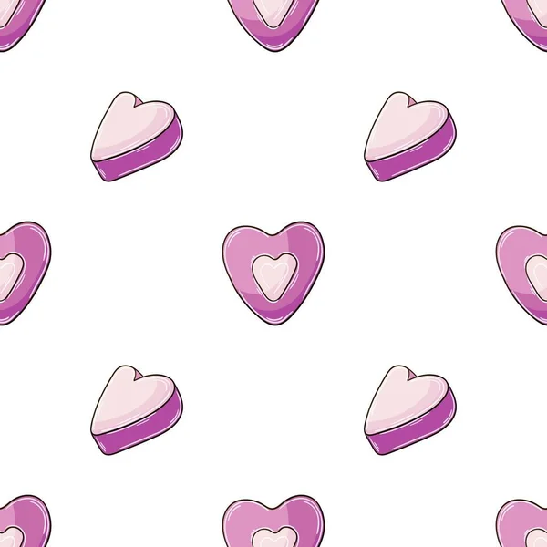 Pink Heart Candy Seamless Pattern Cute Pattern Valentine Day Print — Stok Vektör