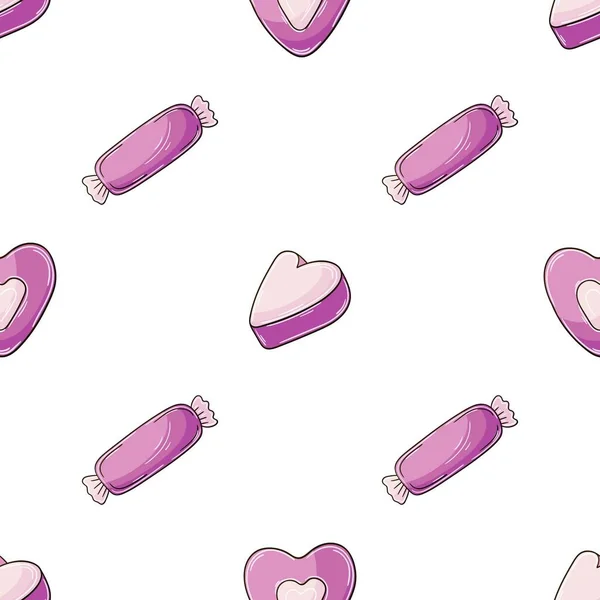 Pink Heart Candy Seamless Pattern Cute Pattern Valentine Day Print — Vettoriale Stock