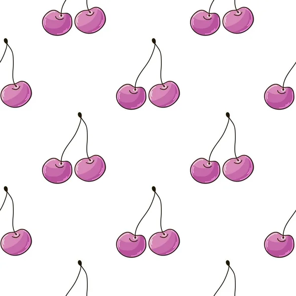 Rosarote Kirschen Beeren Nahtlose Muster Niedliches Muster Mit Kirschen Druck — Stockvektor
