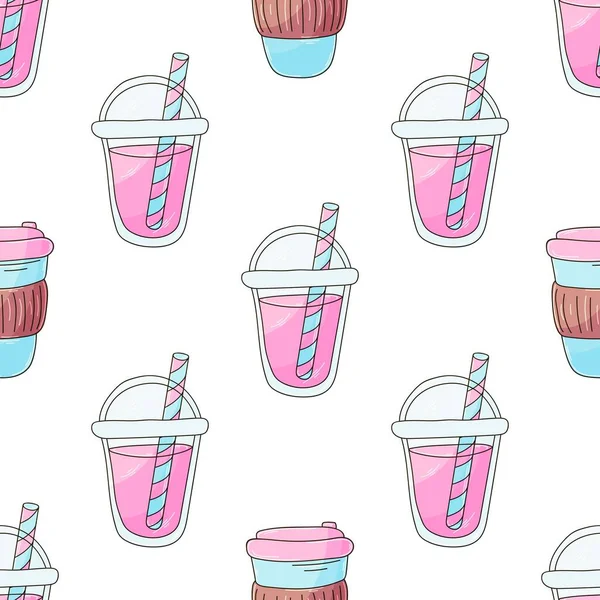 Modèle Pour Les Amateurs Café Café Café Milkshakes Motif Sans — Image vectorielle