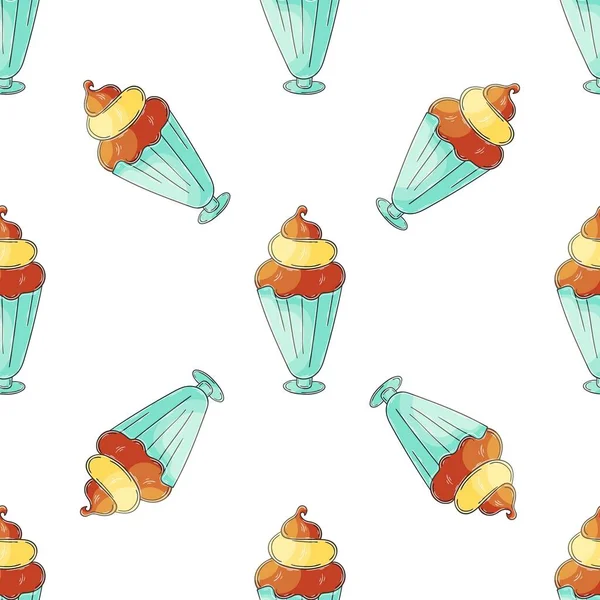 Ice Cream Seamless Pattern Wonderful Bright Pattern Sweet Cold Dessert — Image vectorielle