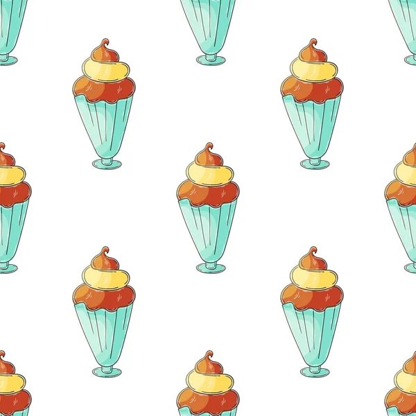 Ice Cream Seamless Pattern Summer Wonderful Bright Pattern Sweet Cold — Stockvektor