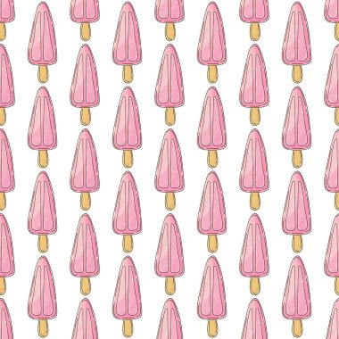 Dondurma izi yok. Böğürtlenli dondurma. Tatlı yaz şablonu