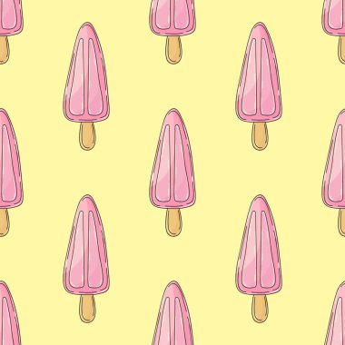 Dondurma izi yok. Böğürtlenli dondurma. Güzel bir yaz şablonu. Kumaş tasarımı için yazdır