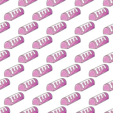 Şekerli şirin bir desen. Kumaş tasarımı için baskı, tekstil. Pembe şekerli, pürüzsüz desen