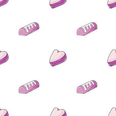 Şekerli şirin bir desen. Pembe şekerli, pürüzsüz desen. Kumaş tasarımı, tekstil, kumaş, duvar kağıdı için yazdır