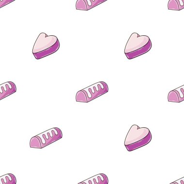 Şekerli şirin bir desen. Pembe şekerli, pürüzsüz desen. Kumaş tasarımı, tekstil, kumaş baskısı