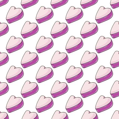 Şekerli şirin bir desen. Kalp. Pembe şekerli, pürüzsüz desen