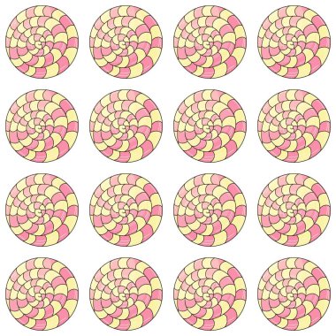 Şekerli şirin bir desen. Şekerler. Yuvarlak gökkuşağı lolipopları kusursuz desen. Kumaş tasarımı, tekstil, kumaş, duvar kağıdı için yazdır