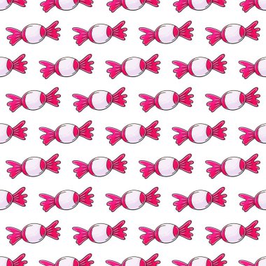 Cute pattern with sweets. Candies. Raspberry lollipops seamless pattern. Print for cloth design, textile