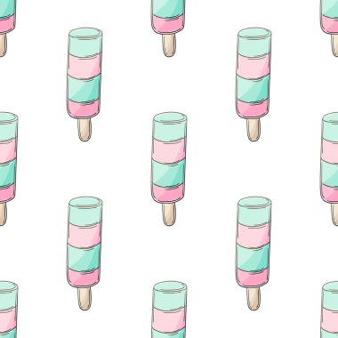Dondurmanın pürüzsüz deseni güzelmiş. Yaz. Soğuk mavi tatlıyla harika bir şablon. Kumaş tasarımı için baskı, tekstil