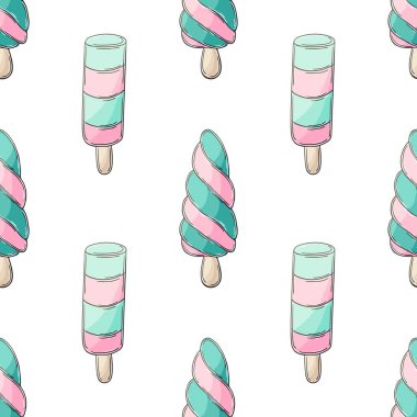 Dondurmanın pürüzsüz deseni güzelmiş. Yaz. Soğuk mavi tatlıyla harika bir şablon. Kumaş tekstil, kumaş baskısı