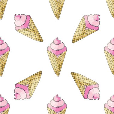 Dondurmanın pürüzsüz deseni güzelmiş. Kumaş tasarımı, tekstil, kumaş baskısı. Buzlu dondurma, dondurma ve donmuş tatlı ile yaz tatili.