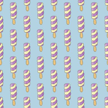 Blueberry ice cream. Ice cream seamless pattern. Cute summer pattern. Print for cloth design, textile, fabric