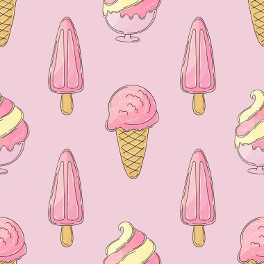 Böğürtlenli dondurma. Dondurma izi yok. Güzel bir yaz şablonu. Kumaş tasarımı için yazdır