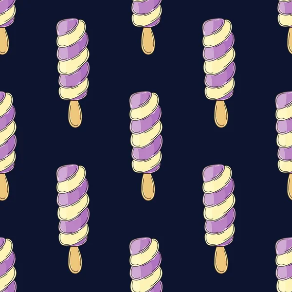 Ice Cream Seamless Pattern Blueberry Ice Cream Cute Summer Pattern — Stock Vector