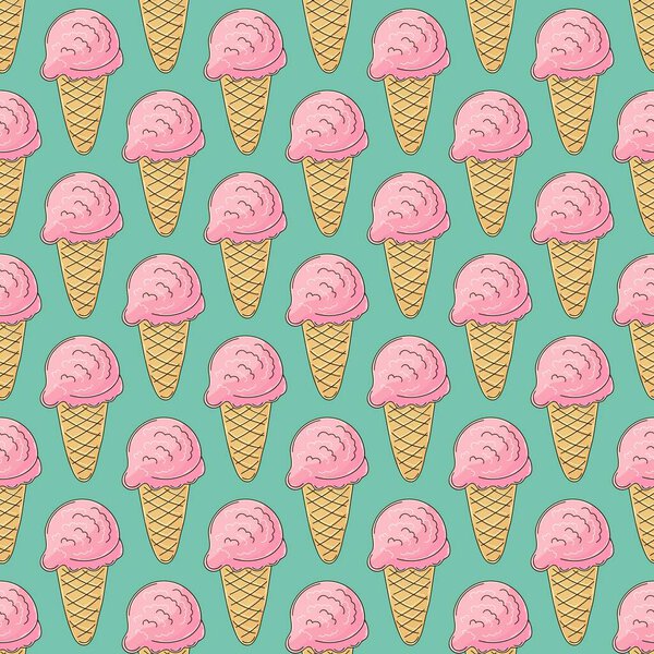 Ice cream seamless pattern. Berry ice cream. Cute summer pattern. Print