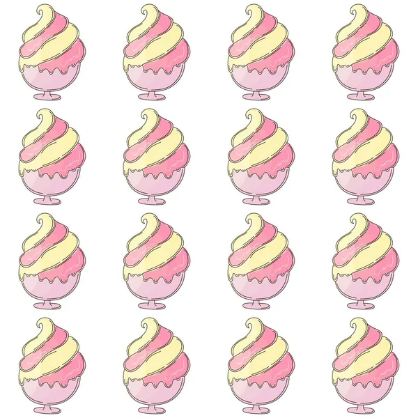 Ice Cream Seamless Pattern Berry Ice Cream Cute Summer Pattern — Stockvektor