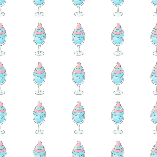 Ice Cream Cocktails Seamless Pattern Cute Pattern Cold Dessert Print — Stock Vector