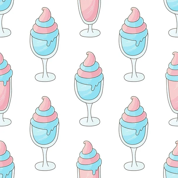 Ice Cream Cocktails Seamless Pattern Cute Pattern Cold Dessert — Stock Vector