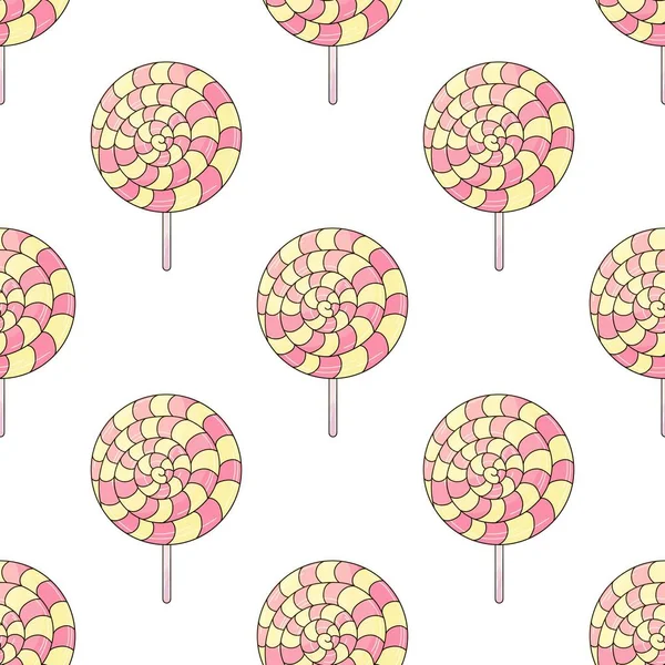 Cute Pattern Sweets Rainbow Lollipops Seamless Pattern Candies — Archivo Imágenes Vectoriales