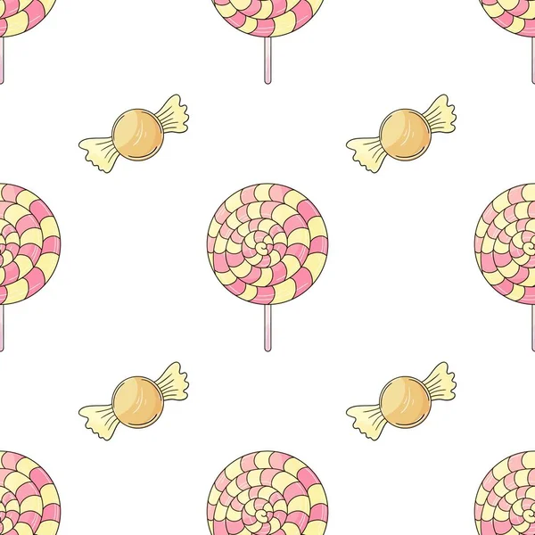 Cute Pattern Sweets Rainbow Lollipops Seamless Pattern Candies Print Design — Stockvektor