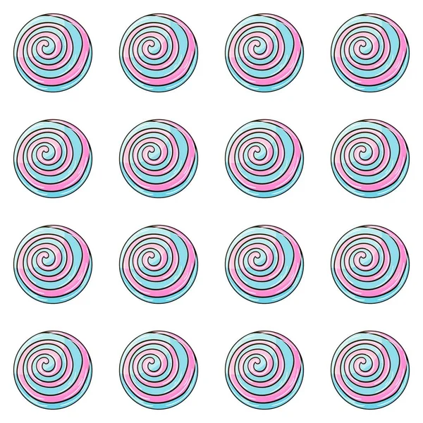 Şekerli şirin bir desen. Yuvarlak gökkuşağı lolipopları kusursuz desen. Şekerler. Kumaş tasarımı, tekstil, kumaş, duvar kağıdı, ambalaj kağıdı baskısı