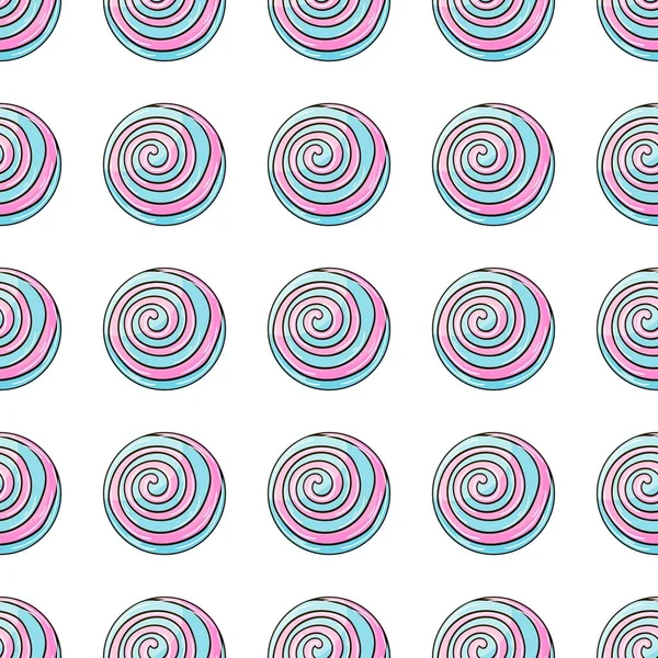 Şekerli şirin bir desen. Gökkuşağı lolipopları kusursuz desen. Şekerler. Tasarım için yazdır