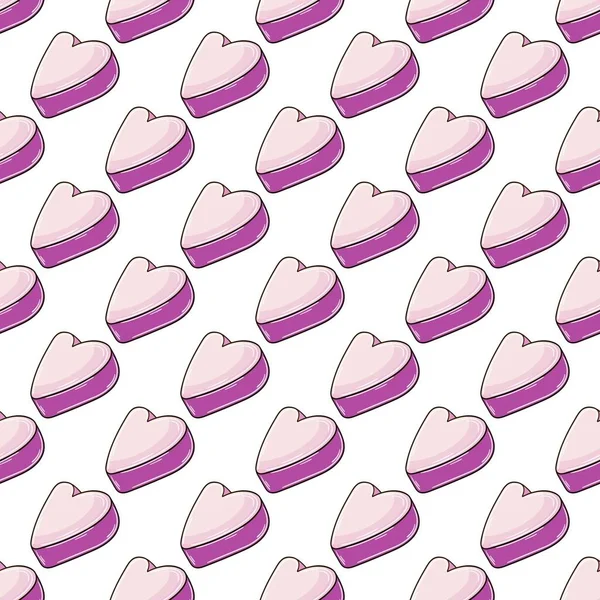 Cute Pattern Sweets Heart Pink Candy Seamless Pattern — Stok Vektör