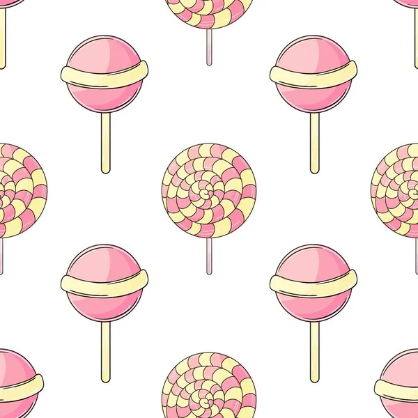 Cute Pattern Sweets Candies Rainbow Lollipops Seamless Pattern Print Design — Archivo Imágenes Vectoriales