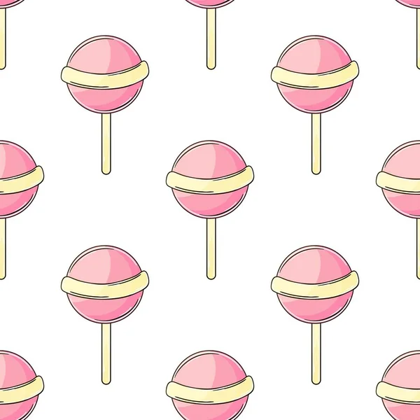 Cute Pattern Sweets Candies Rainbow Lollipops Seamless Pattern Print Cloth —  Vetores de Stock