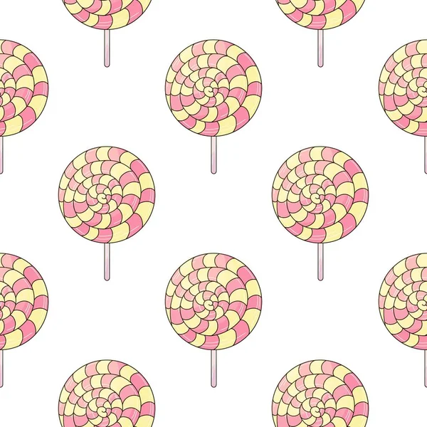 Cute Pattern Sweets Candies Rainbow Lollipops Seamless Pattern Print Cloth — Archivo Imágenes Vectoriales