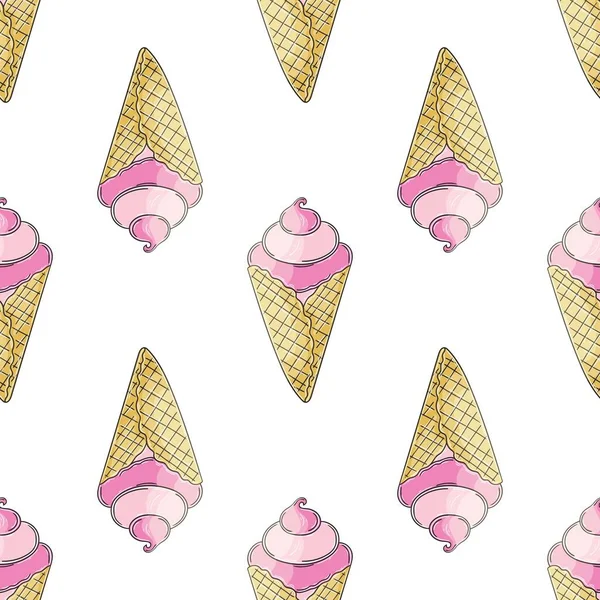 Cute Ice Cream Seamless Pattern Print Cloth Design Summer Holidays — Image vectorielle