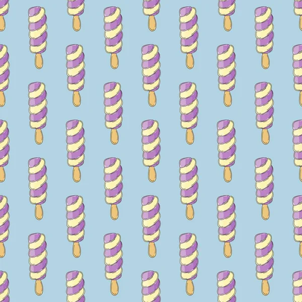 Blueberry Ice Cream Ice Cream Seamless Pattern Cute Summer Pattern — Stockvektor