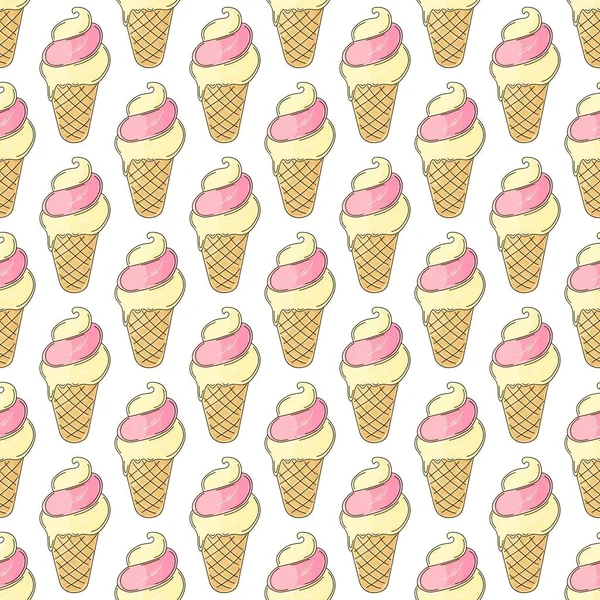 Berry Ice Cream Ice Cream Seamless Pattern Cute Summer Pattern — ストックベクタ