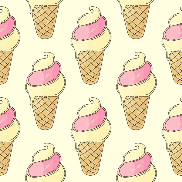 Ягодное Мороженое Мороженое Бесшовный Шаблон Симпатичный Летний Узор Печать Дизайна — стоковый вектор