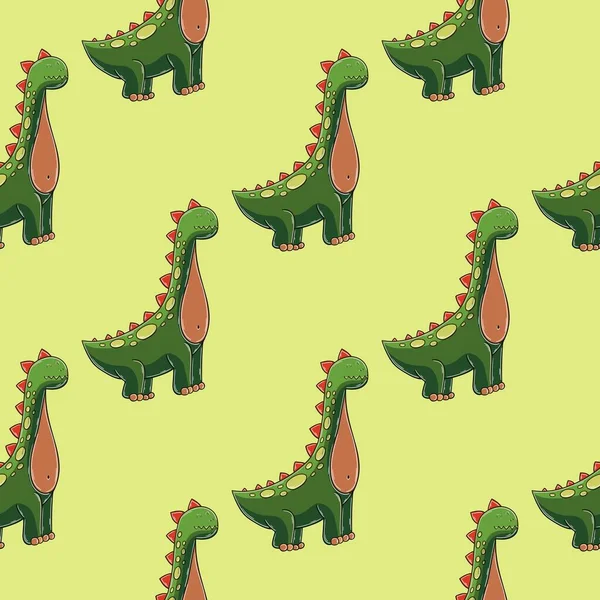 Динозавры Юрского Периода Ручной Рисунок Симпатичных Динозавров Бесшовный Узор Печать — стоковый вектор