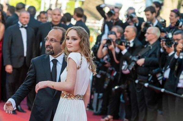 Cannes Franța Mai Actorul Lily Rose Depp Regizorul Asghar Farhadi — Fotografie, imagine de stoc