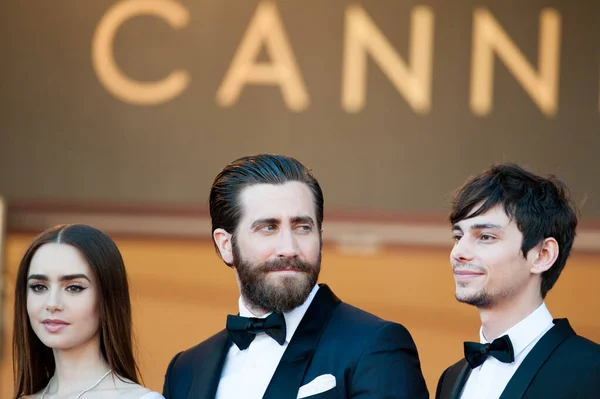 Cannes Franța Mai Actorii Lily Collins Jake Gyllenhaal Dave Bostic — Fotografie, imagine de stoc