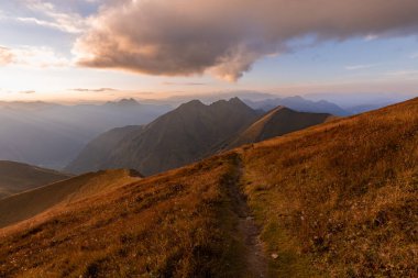 Hiking route in the Alpine mountains. Descent from Gamskarkogel, Auutria. High quality photo
