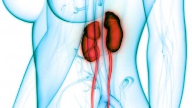 İnsan İdrar Sistemi Böbrekleri Anatomisi. Üç Boyut