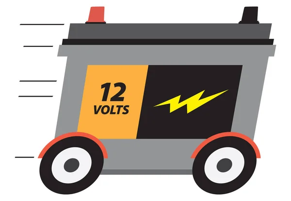 Elektrický Karikatura Auto Baterie Kolech Zip Silnici — Stockový vektor