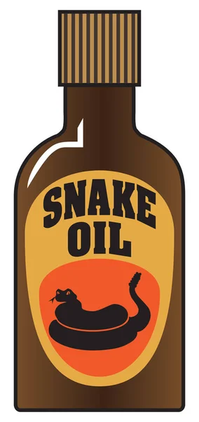 Een Donkerbruine Fles Slangenolie Klaar Voor Gebruik — Stockvector